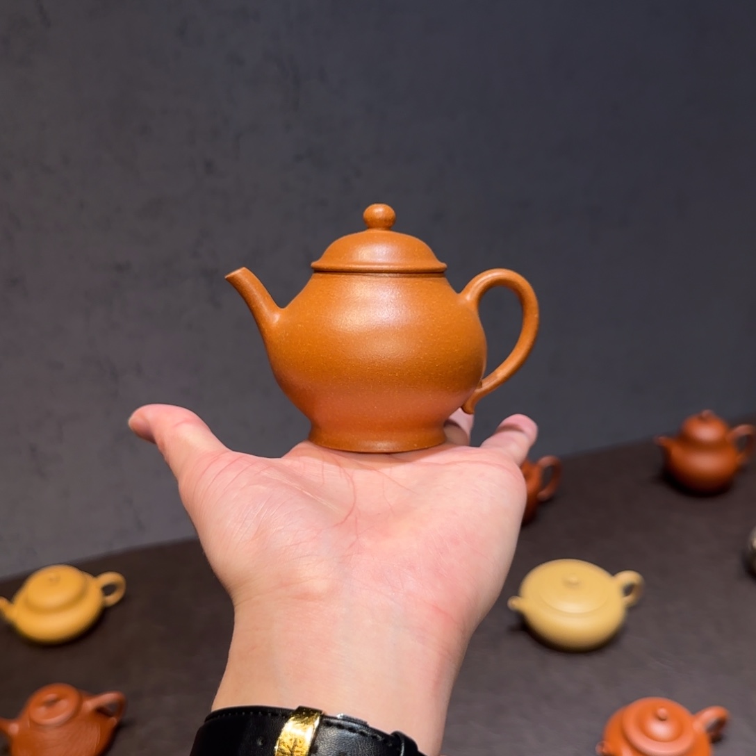 大***手紫砂茶壶高潘 冷金黄 160cc