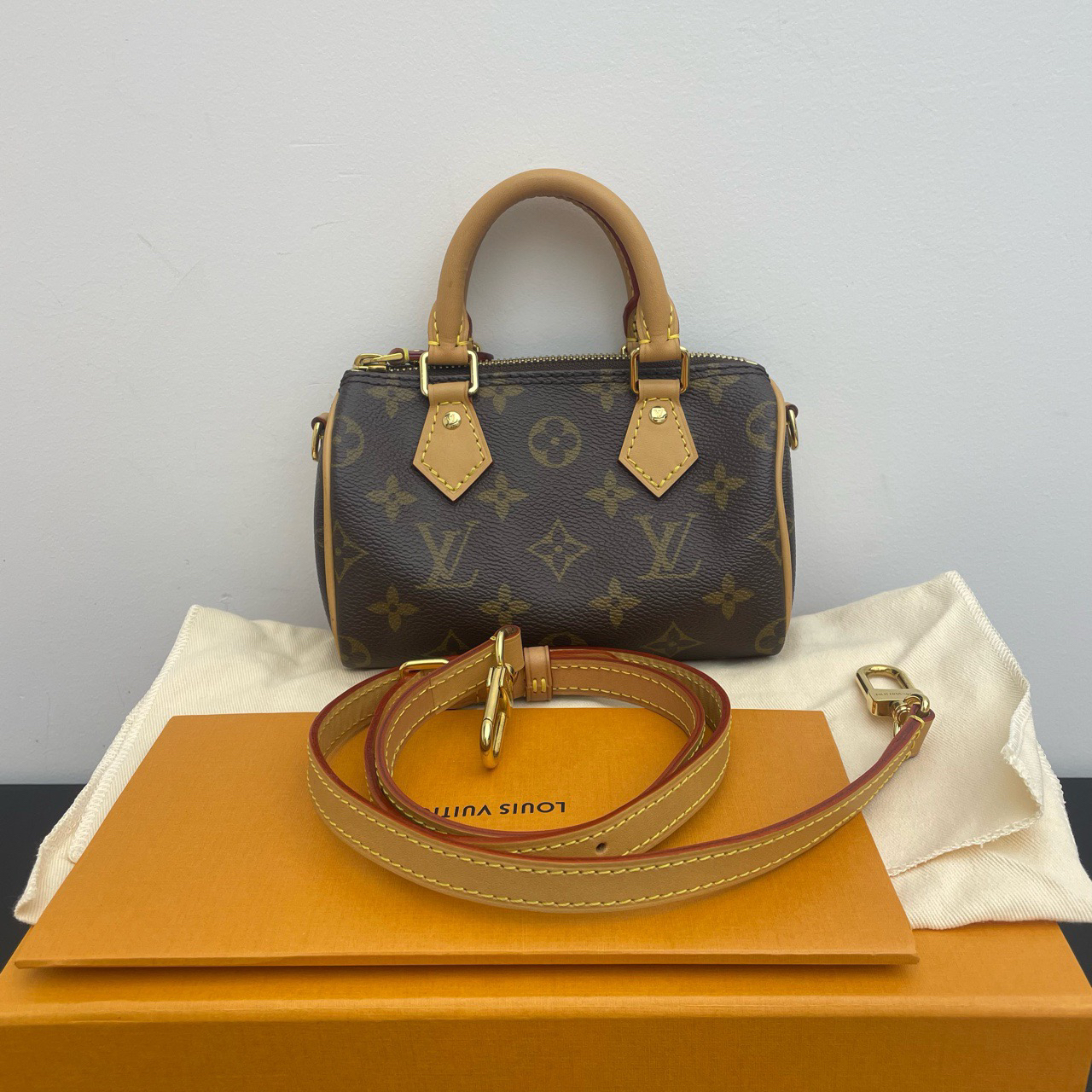 99新 LouisVuitton/路易威登 speedy nano 配件：尘袋 盒子