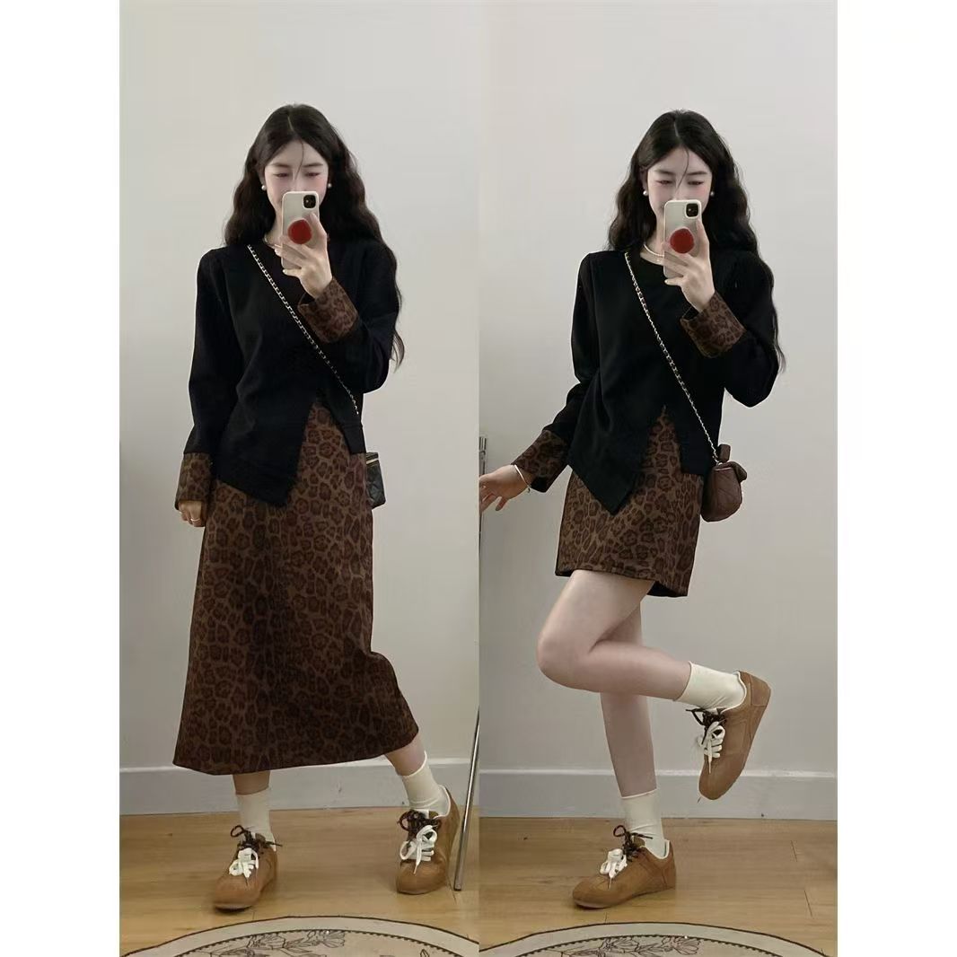 大码女装秋季韩系穿搭时尚不规则小个子气质显瘦套装女