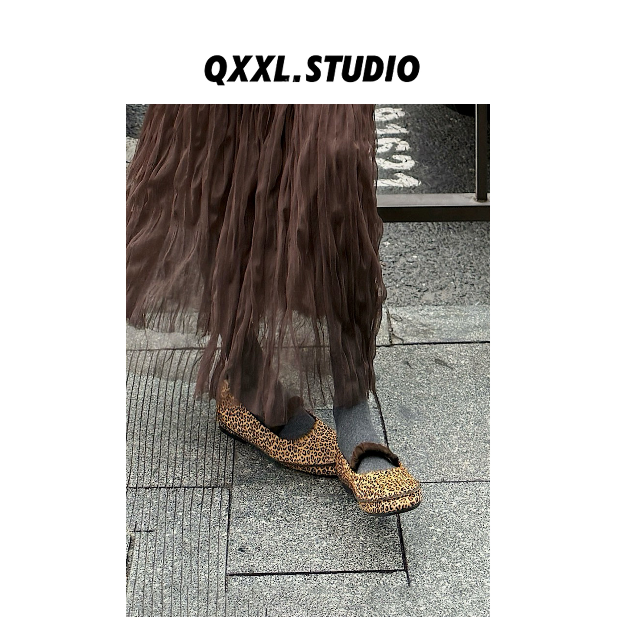 邱小小丽呀 秋冬新款韩系平底豹纹圆头百搭奶奶鞋