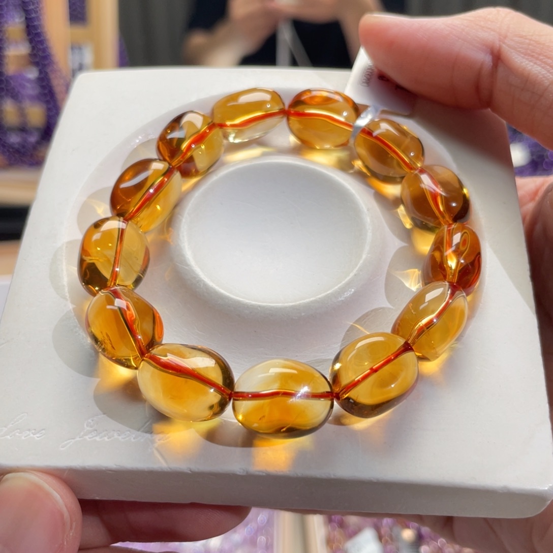 未镶嵌手链水晶巴西黄水晶 金红料