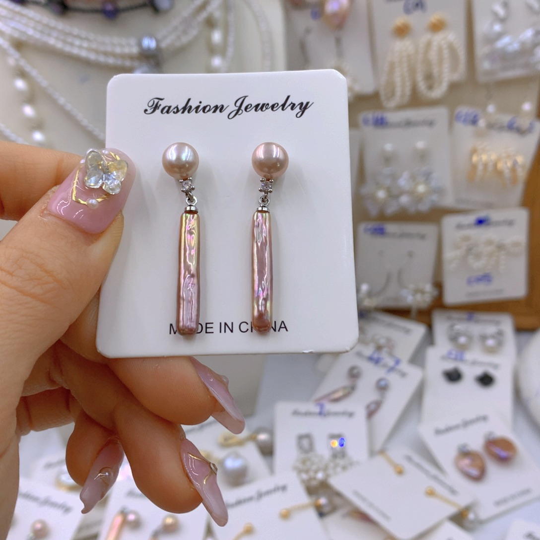 淡水珍珠耳饰银S925镶嵌