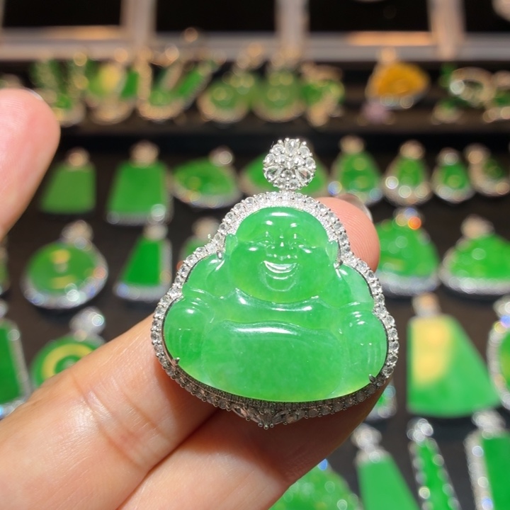 翡翠18K金镶嵌吊坠(不含链)