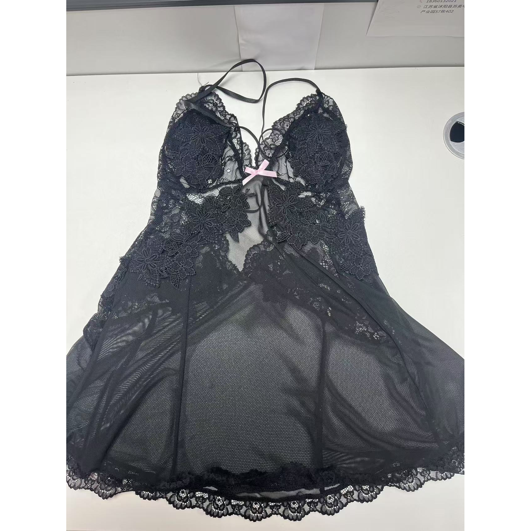 新款网红性感女士网纱吊带睡裙镂空薄款纯欲风露背显瘦轻奢蕾丝