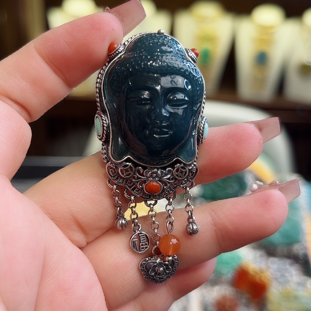 翡翠戒指/指环银S925镶嵌古风