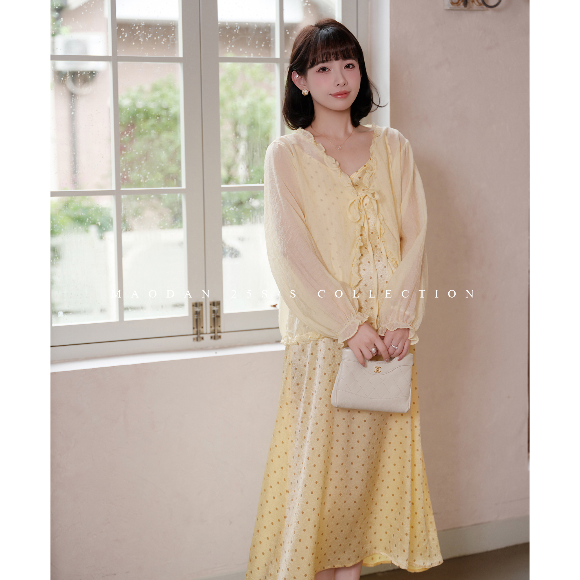 maodan/猫单【月光契约】孕妇装系带拼接吊带长裙印花宽松连衣裙秋