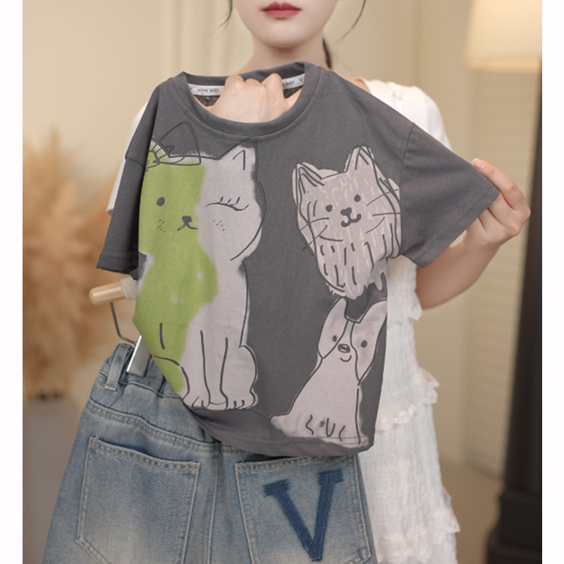 儿童夏季潮流印花短袖宝宝圆领搭时尚宽松外穿T恤休闲百搭