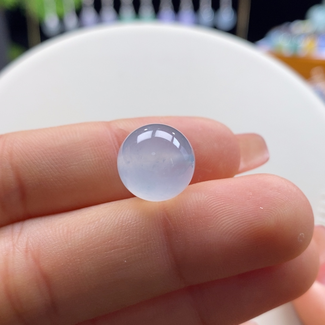 翡翠颈饰未镶嵌翡翠高冰雪花棉圆珠