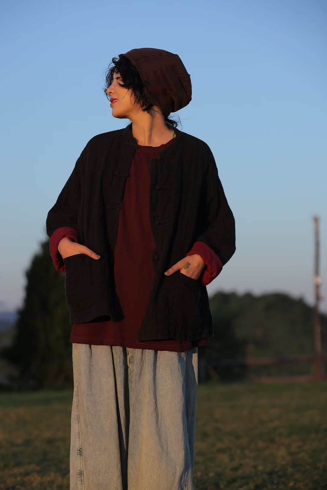 禾月分享古兰木亚麻中式盘扣上衣