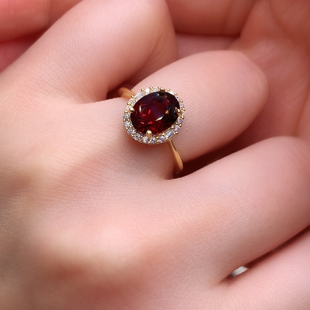 戒指银S925镶嵌石榴石