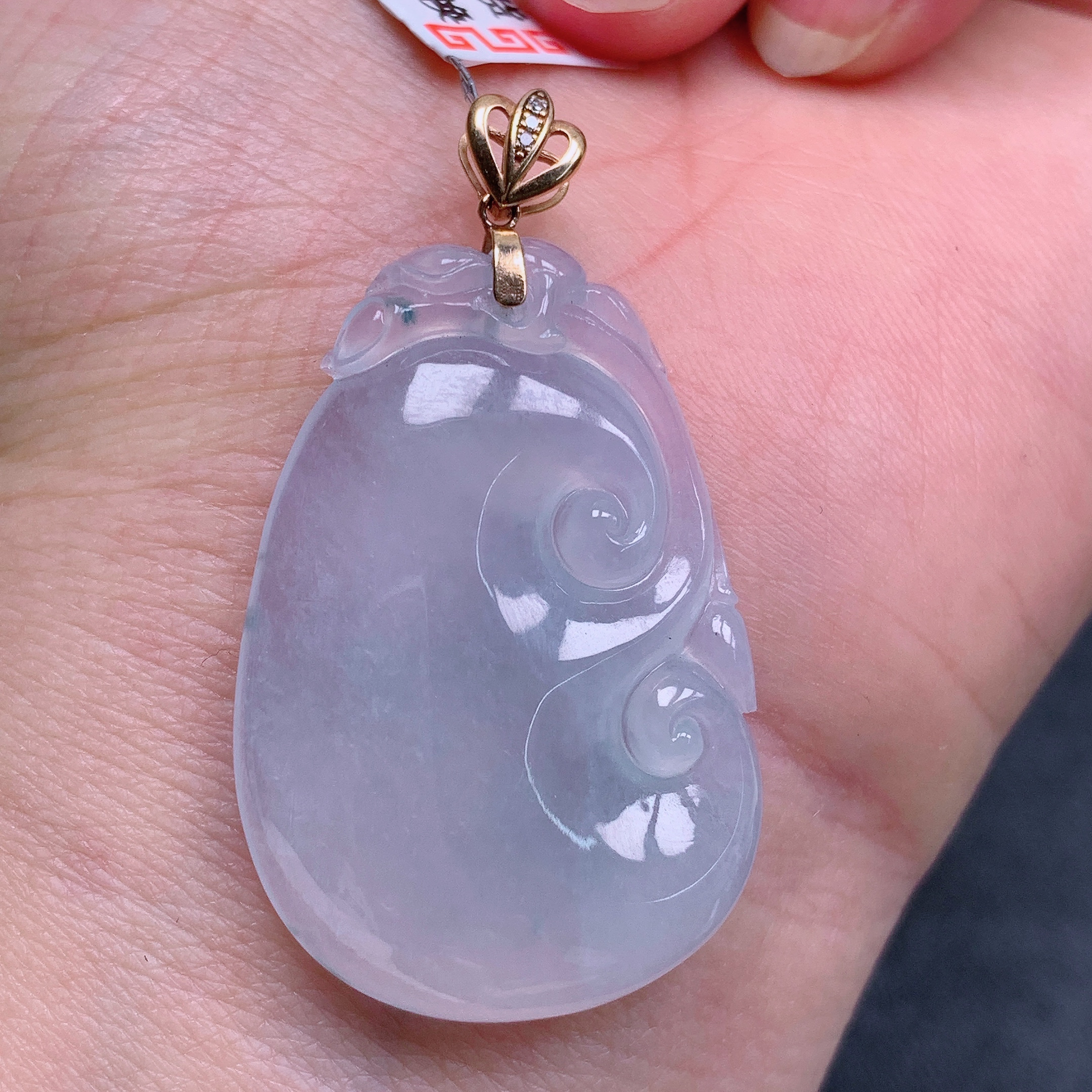 天然缅甸翡翠A货18k冰胶如意气质精美尺寸35.6*24*5.8 283