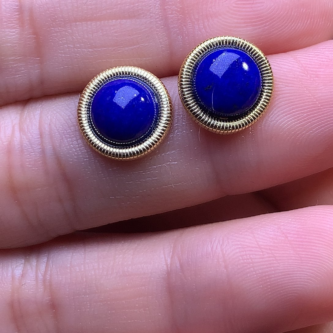 青金石银S925镶嵌耳饰11.5m