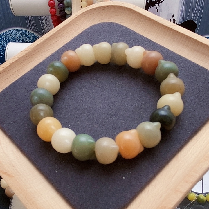 菩提根/象牙果手串多宝手工雕刻无脸猫头手串