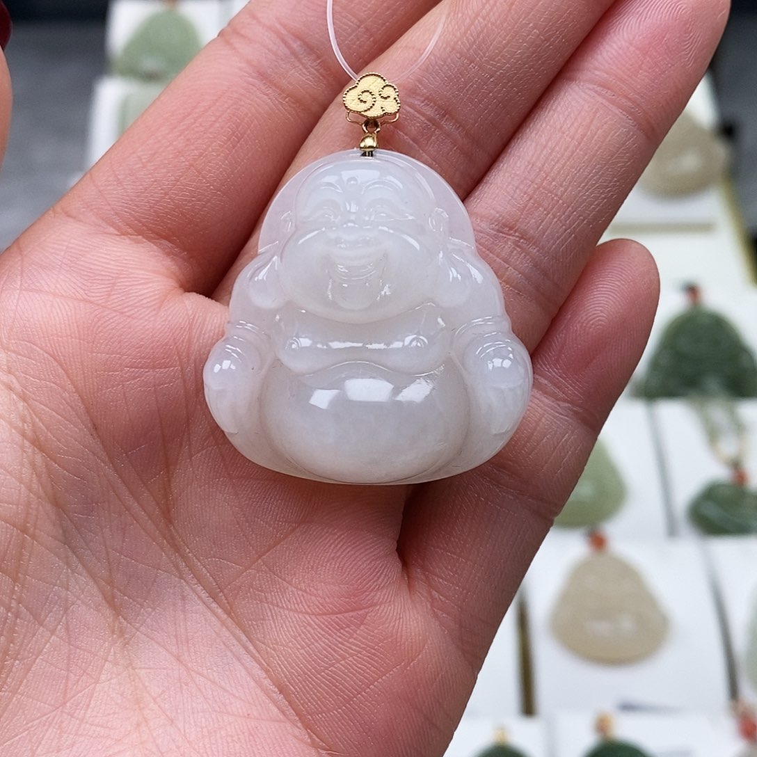 和田玉颈饰18K金镶嵌