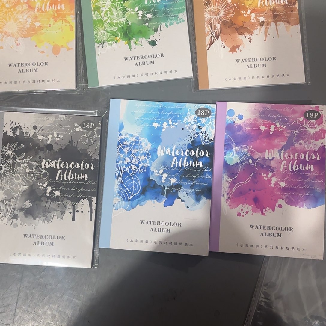 水彩画册模切贴纸本6本不重复