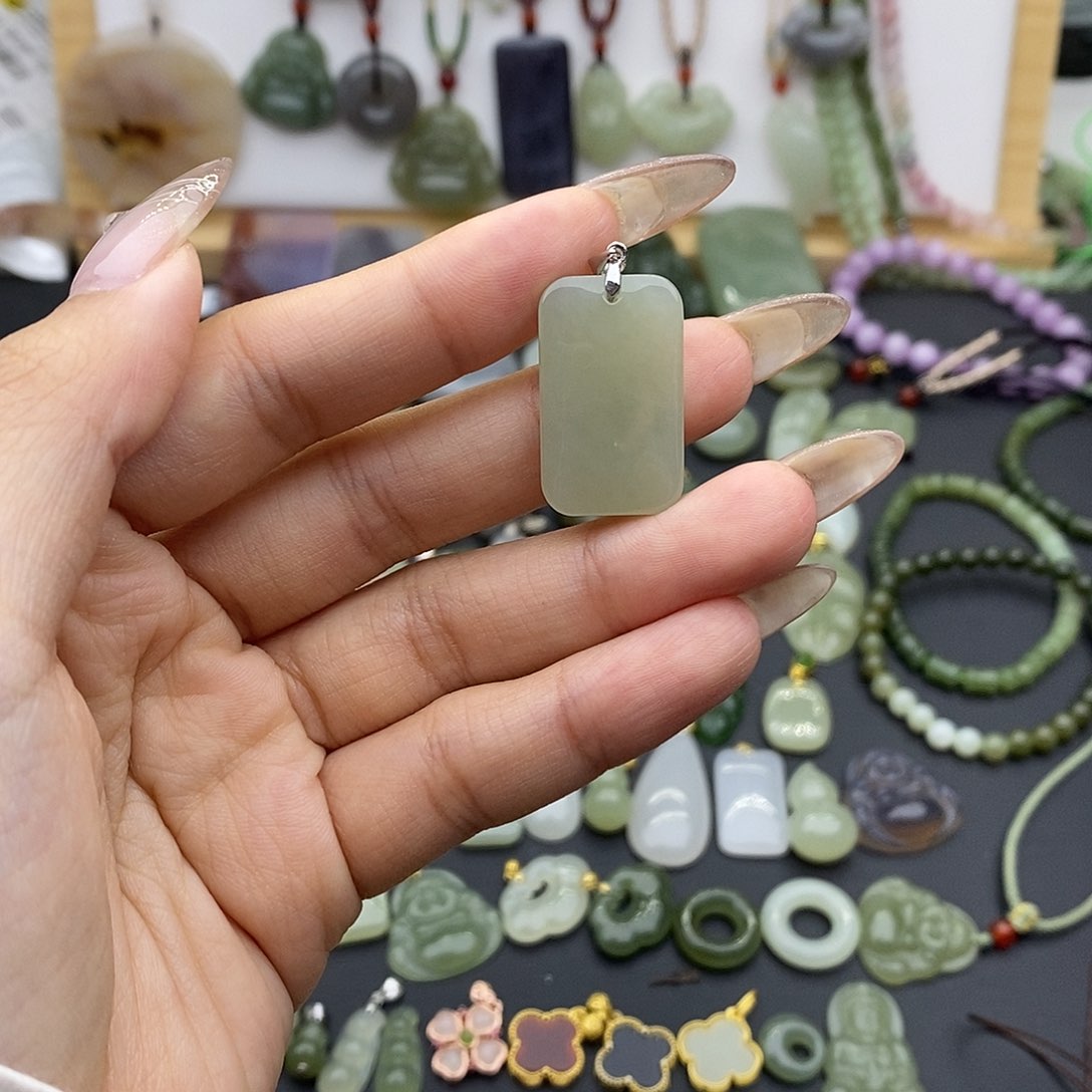 和田玉吊坠(不含链)银S925镶嵌