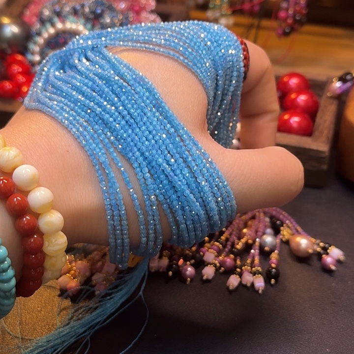 2mm特彩海蓝4条 手工半成品散珠