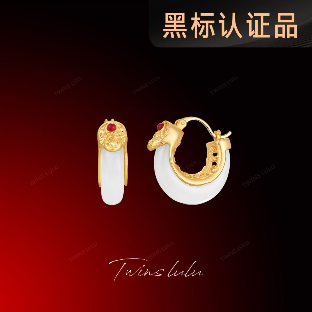 铜合金珐琅耳饰 TWINS LULU镀k金宫廷龙型雕花耳环夏上新TSL1674