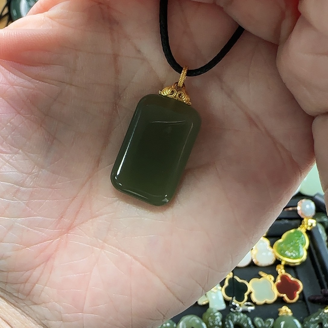 吊坠(不含链)银S925镶嵌和田玉