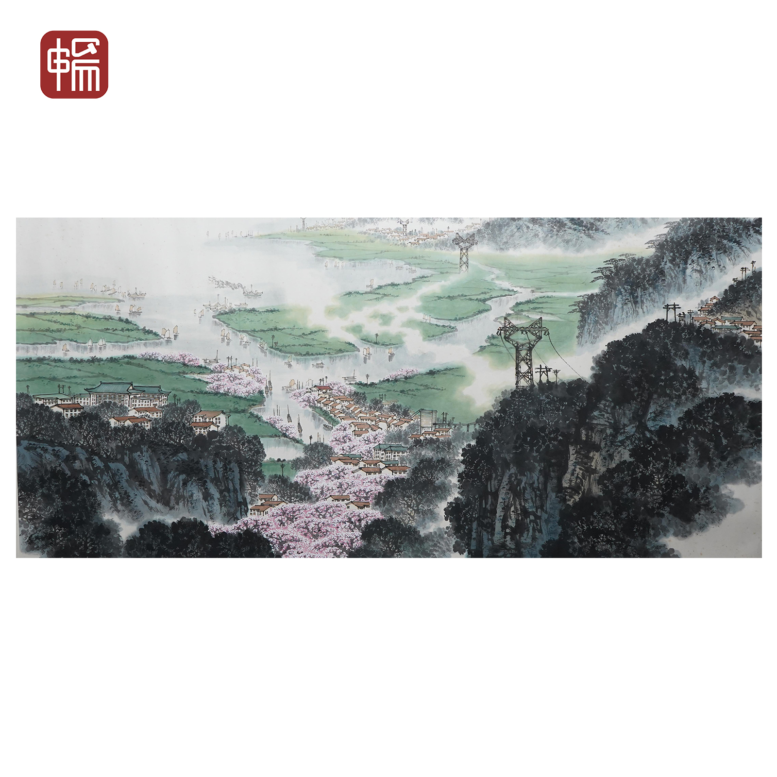 T1238 近现代《江南三月》宋太湖179*94（15.14平尺） 纸本镜片 FL