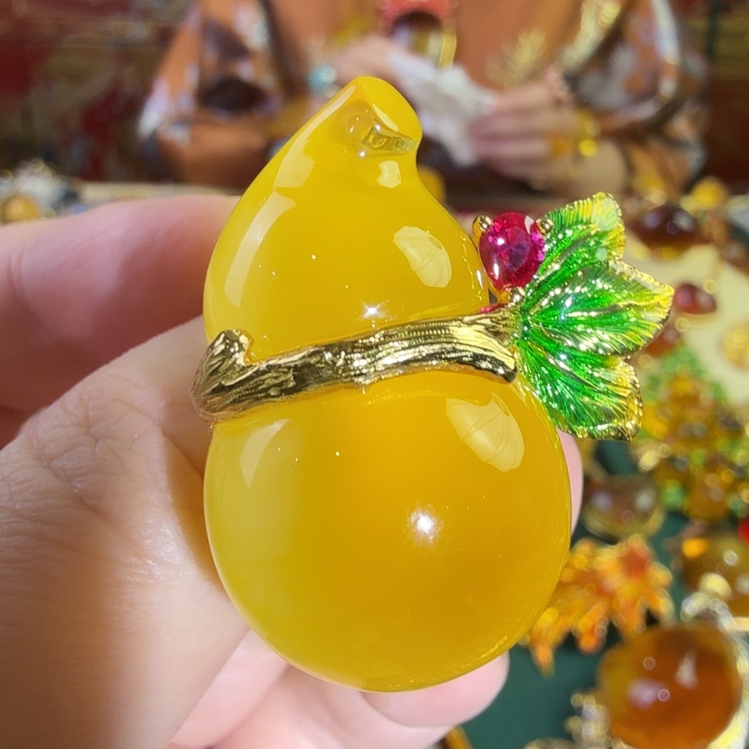 蜜蜡银S925镀金镶嵌戒指