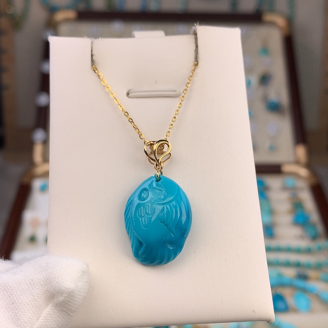 绿松石18K金镶嵌吊坠(不含链)