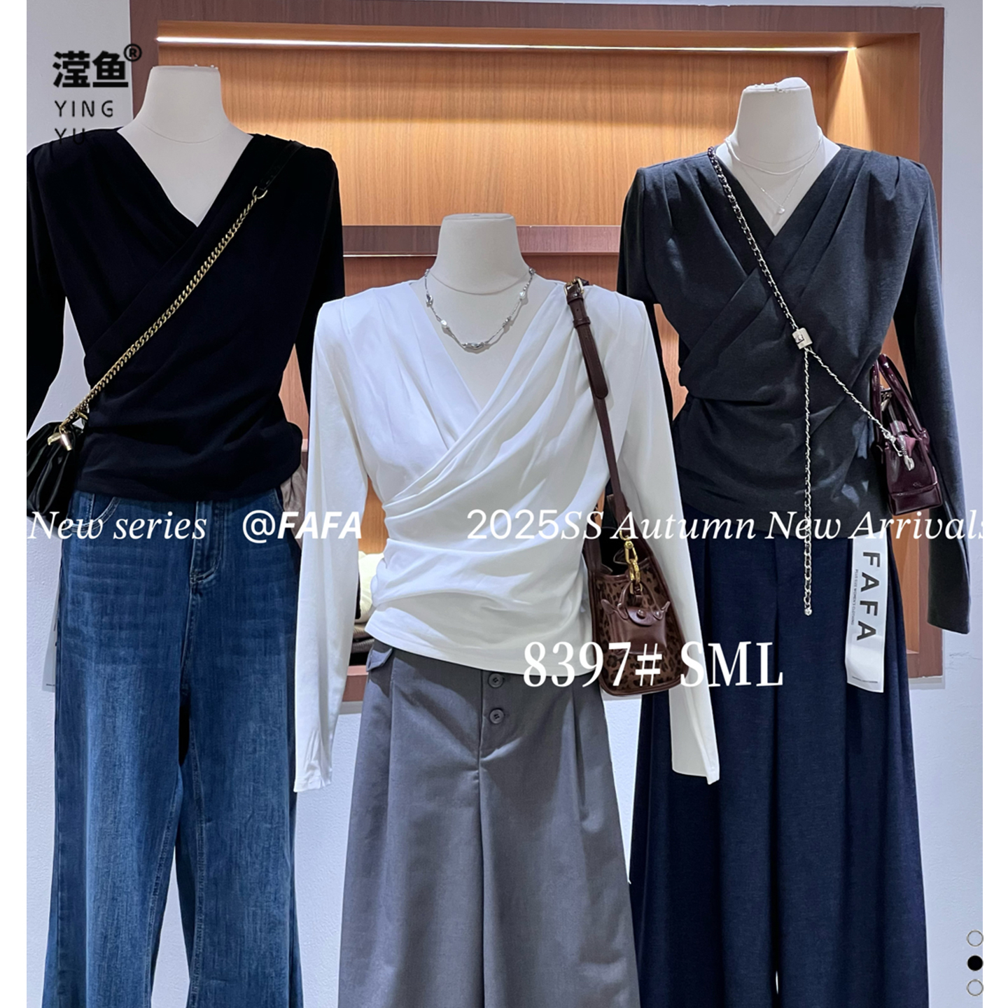 FAFA F8397大码韩版蕾丝拼接V领短袖T恤修身显瘦百搭时尚减龄上衣