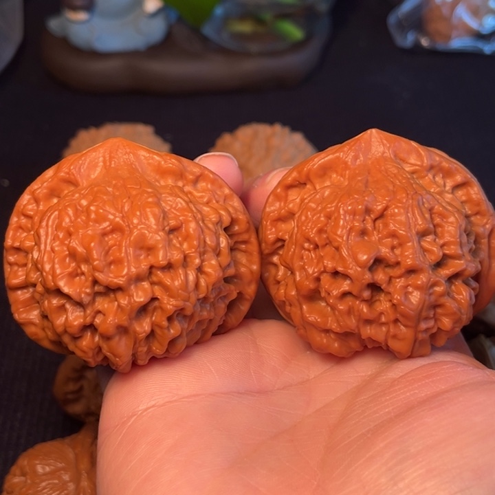 崔***！文玩核桃把件麒麟纹官帽52