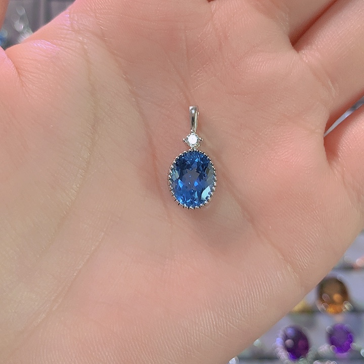 托帕石颈饰银S925镶嵌