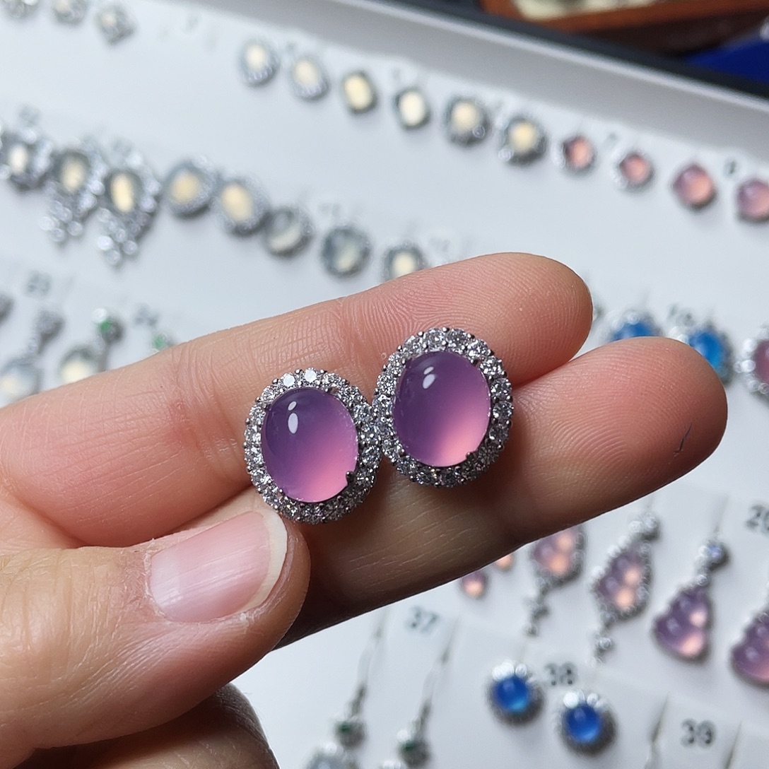 玛瑙/玉髓合金耳钉