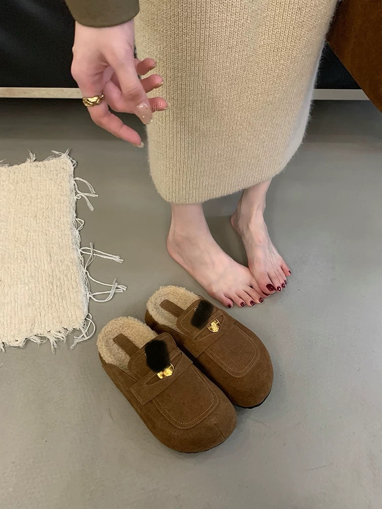 ZZGS·【厚底加绒勃肯半拖复古外穿拖鞋】·2680-10