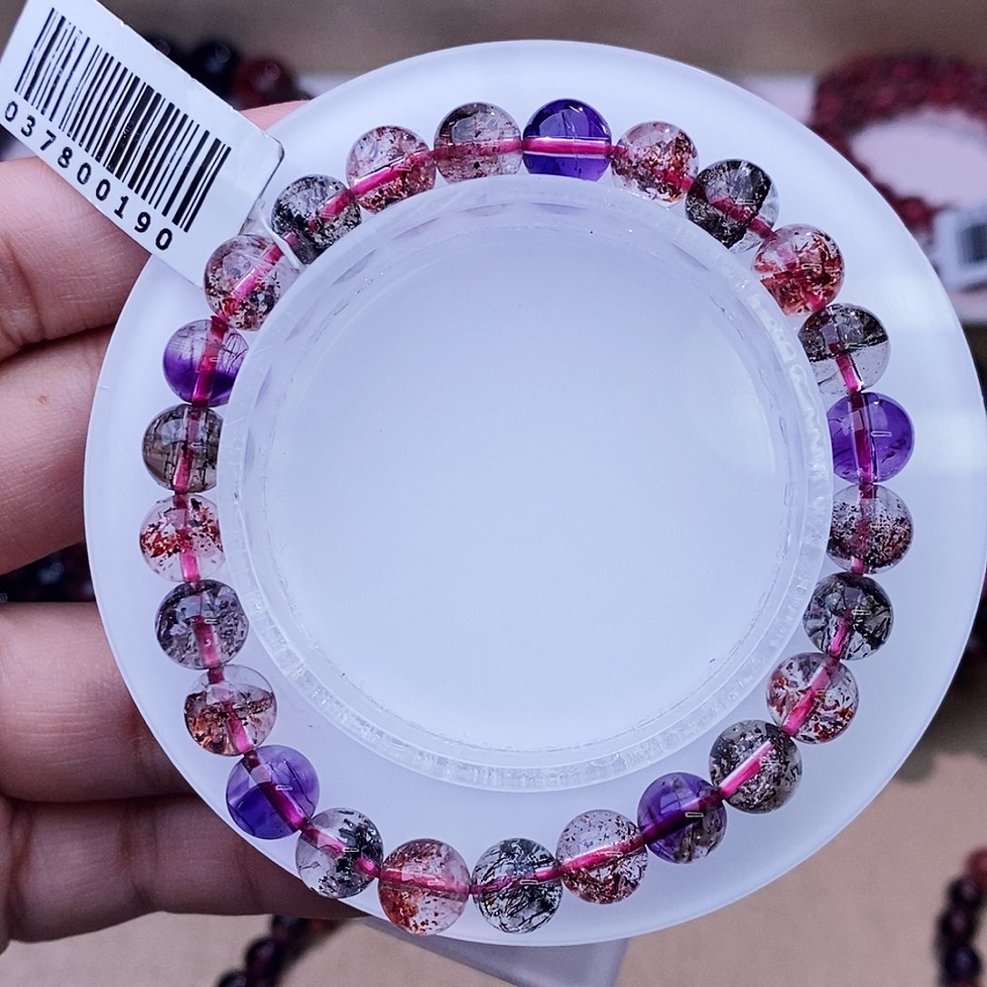 未镶嵌手链水晶黑加仑超七7+m