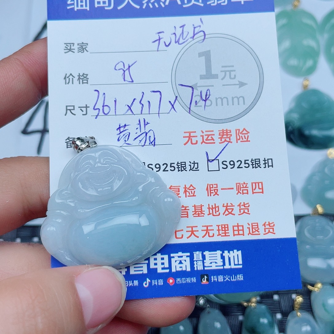 y***-翡翠银S925镶嵌吊坠(不含链)翡翠