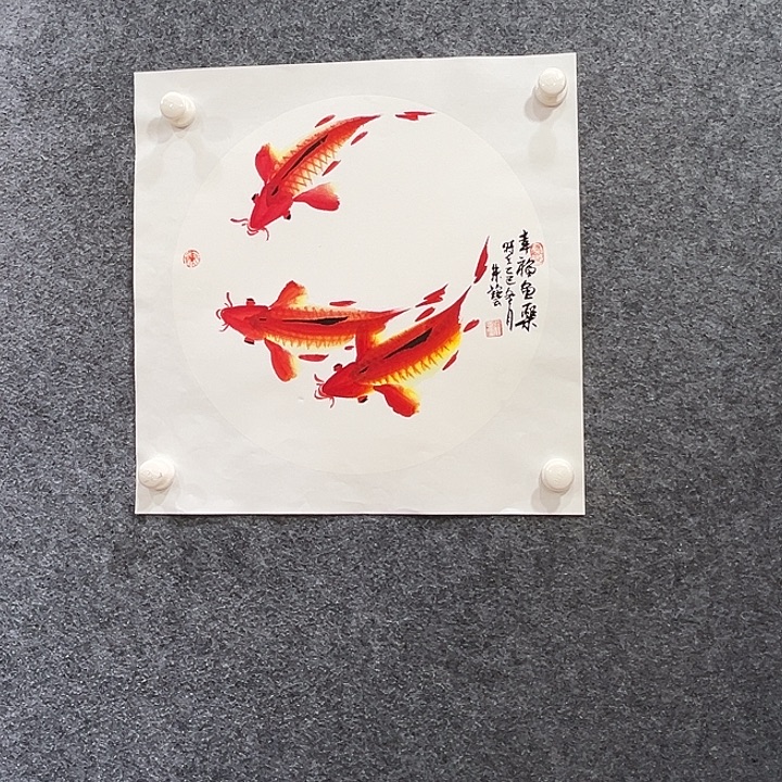 国画知鱼之乐纯手绘