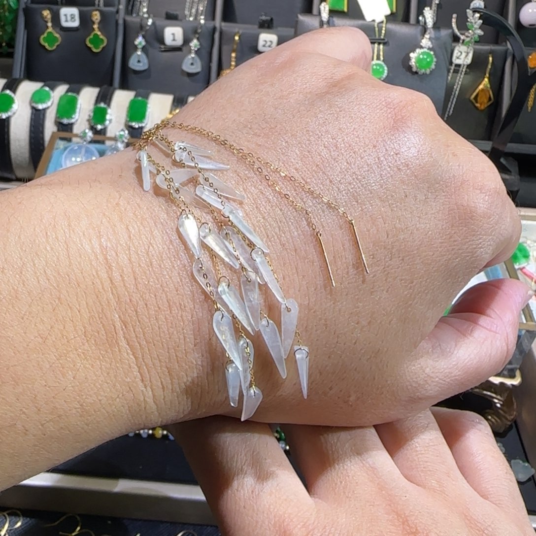 翡翠18K金镶嵌颈饰耳线