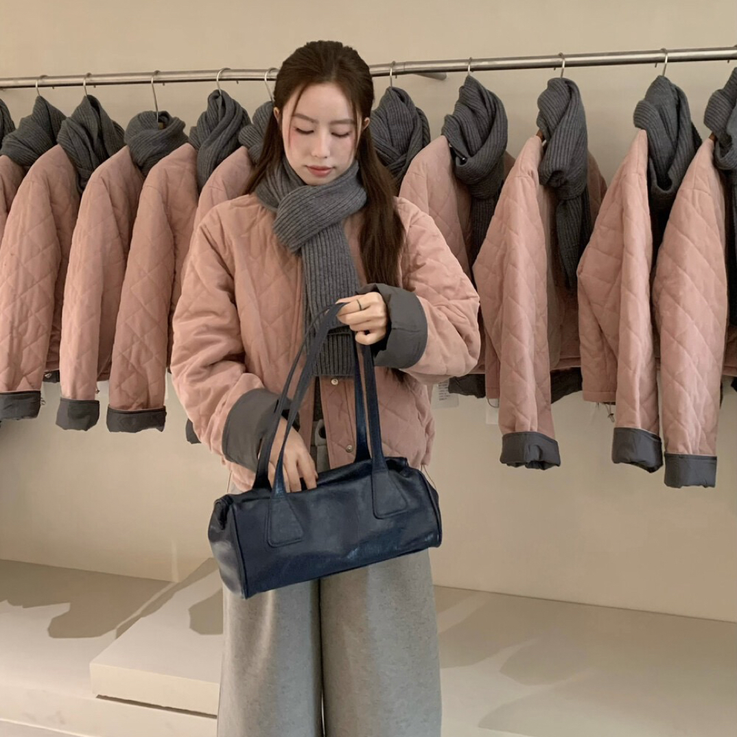 【运补6】条绒面夹棉外套撞色保暖棉服外套菱形格格棉服