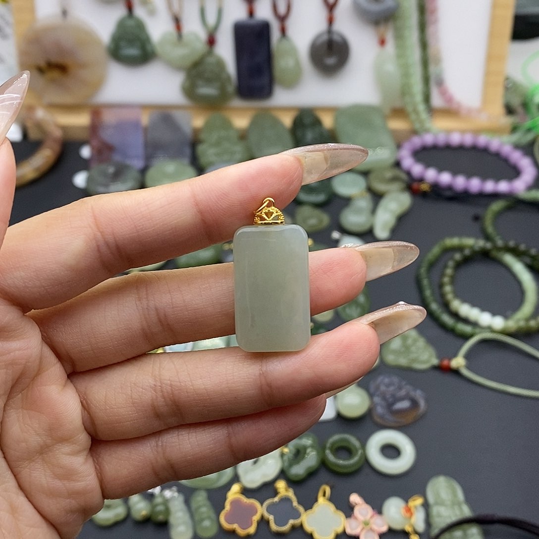 和田玉吊坠(不含链)银S925镶嵌