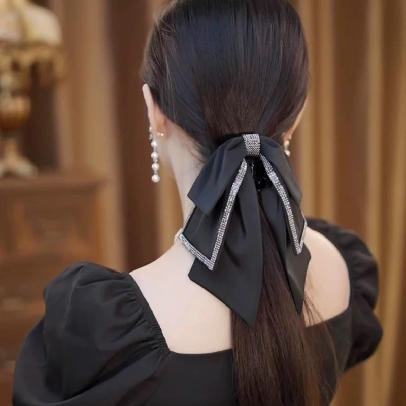 气质蝴蝶结飘带鲨鱼夹法式发女后脑勺马尾抓夹高级感新款3611