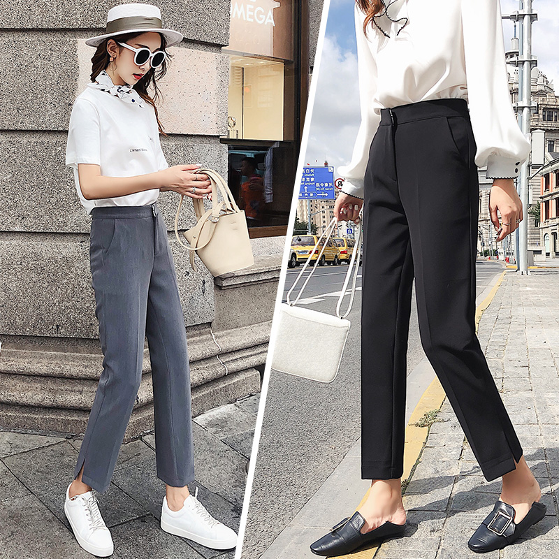 中腰通勤免烫常规款阔腿裤西装裤春夏直筒裤高腰时尚外穿宽松