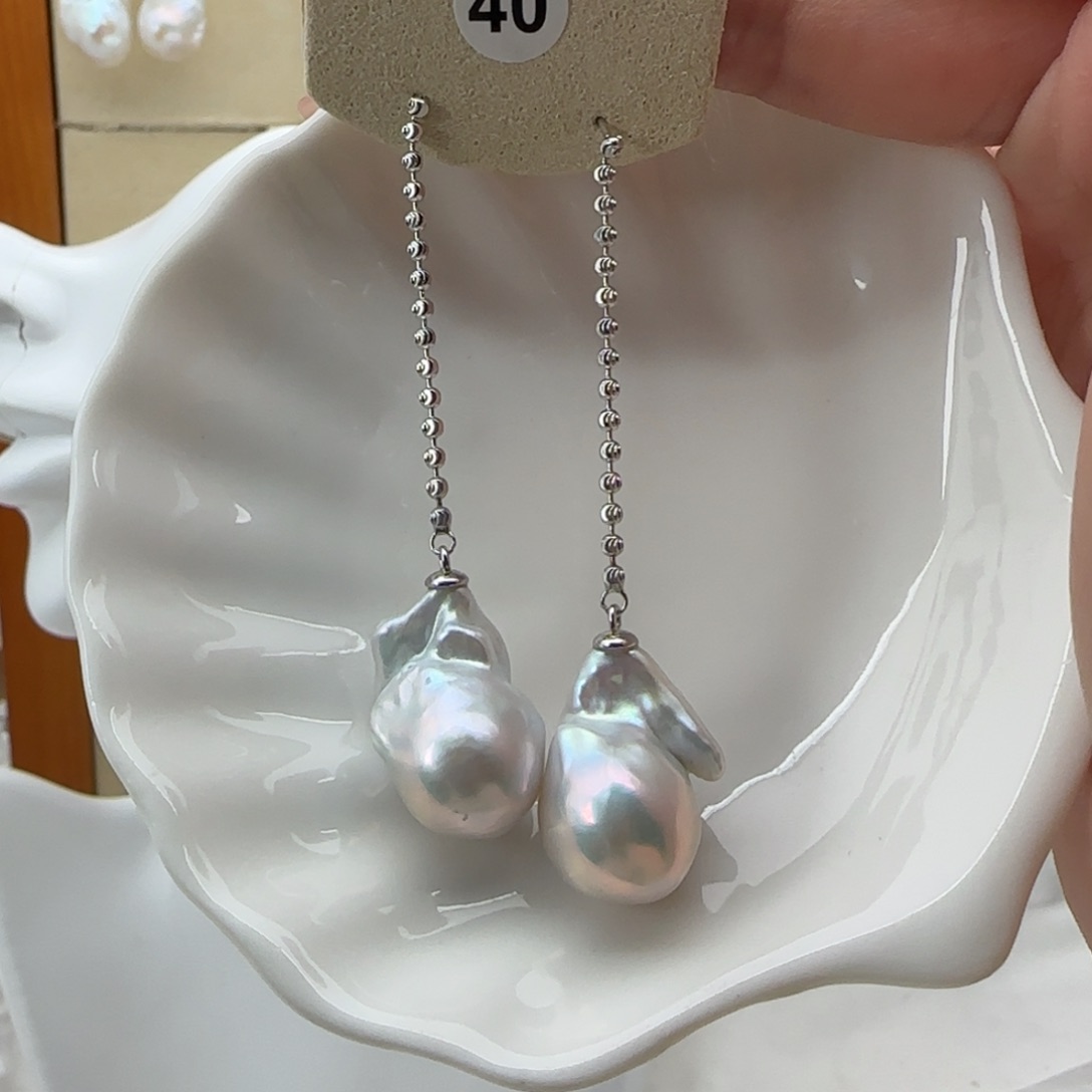 淡水珍珠耳饰银S925镶嵌大****校