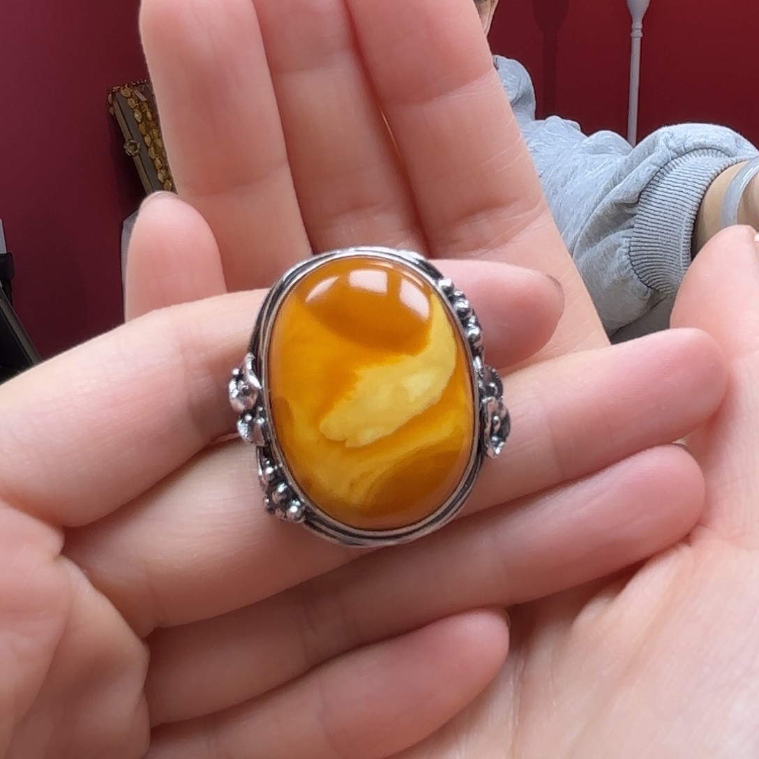 琥珀裸石未镶嵌25戒指