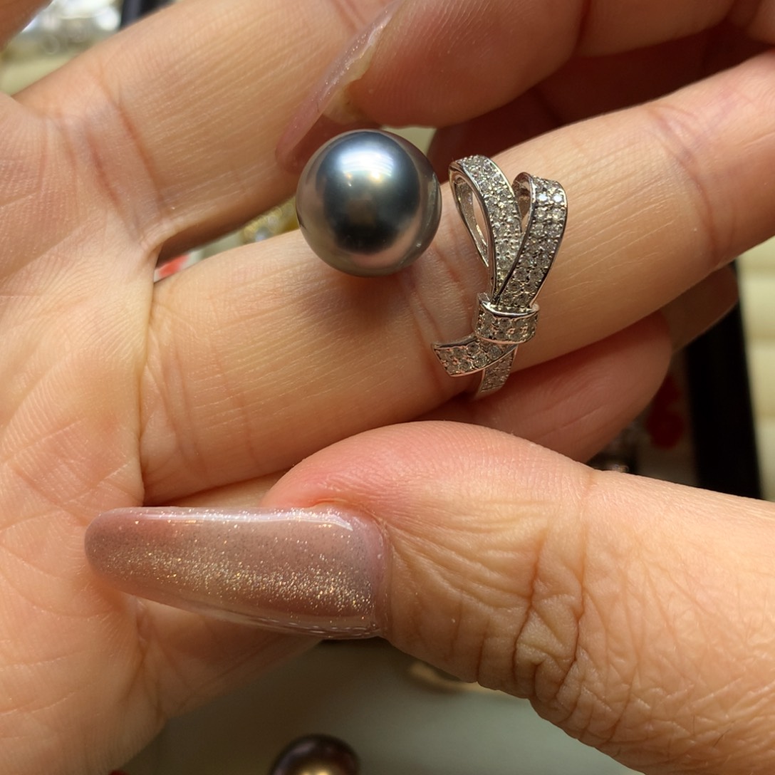 银S925镶嵌戒指海水珍珠