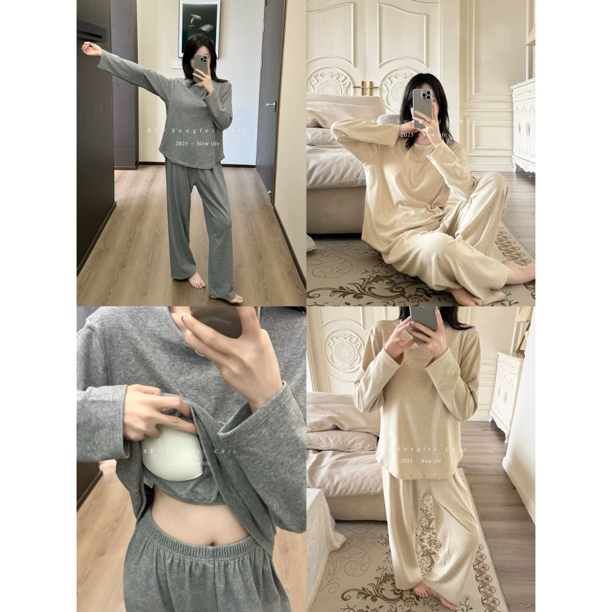 【自带垫垫睡衣】免bra版雪花羊绒舒适睡衣套装（YWSY3734#）爱唯依