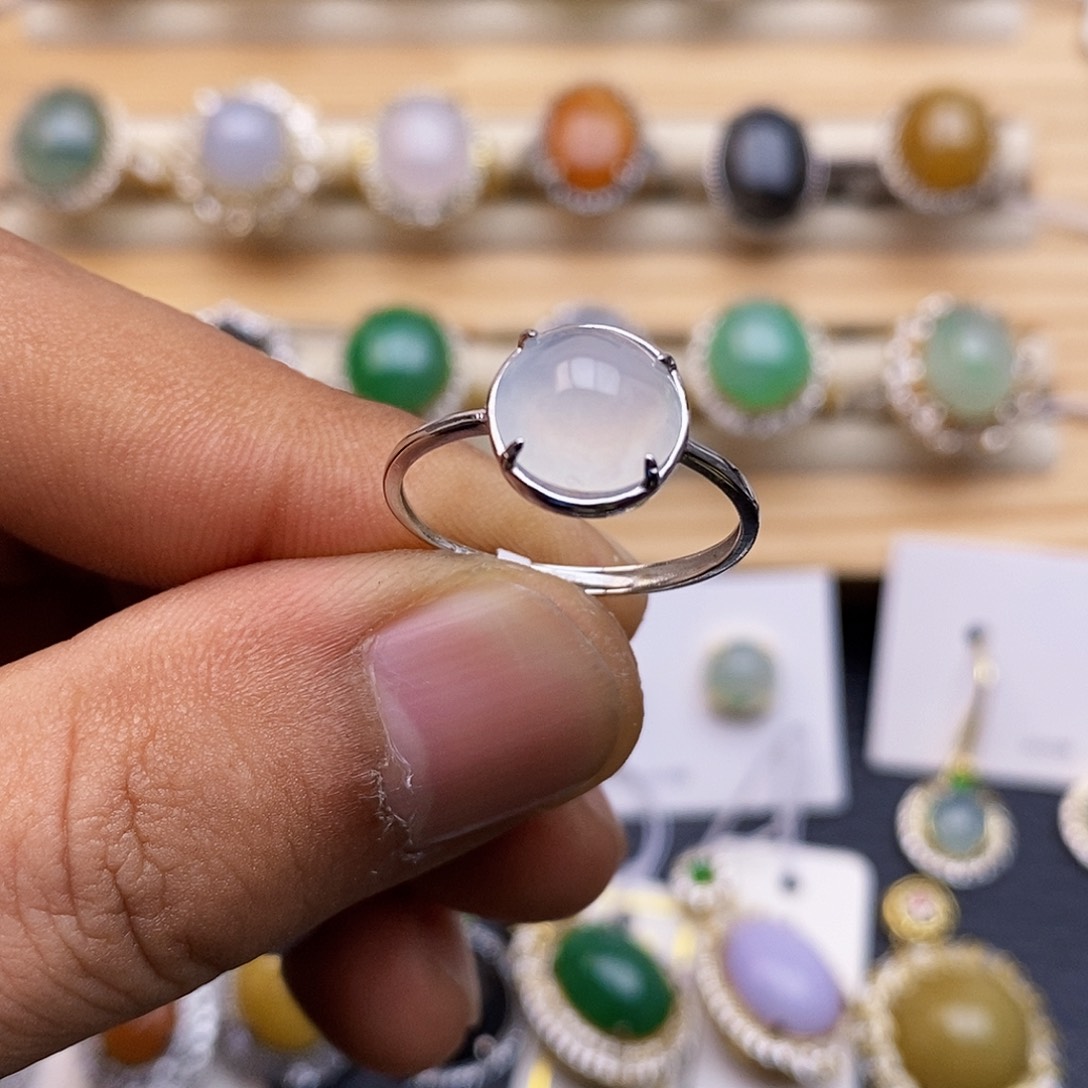 翡翠戒指银S925镶嵌/5630