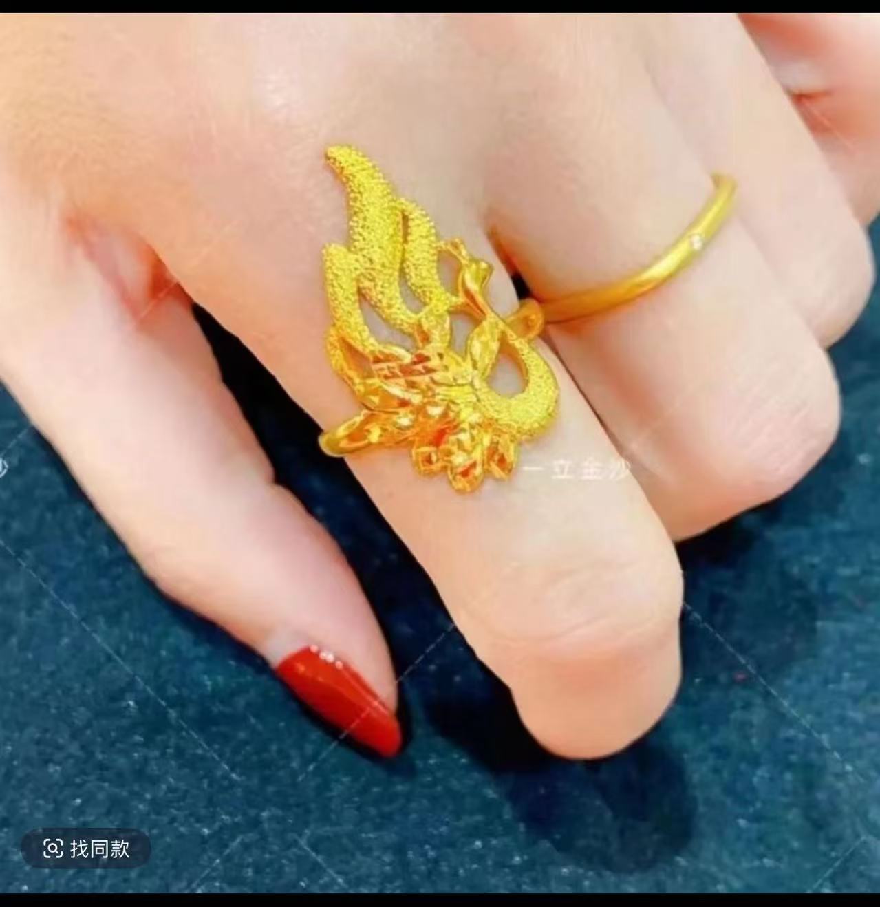 合金戒指 金孔雀戒指