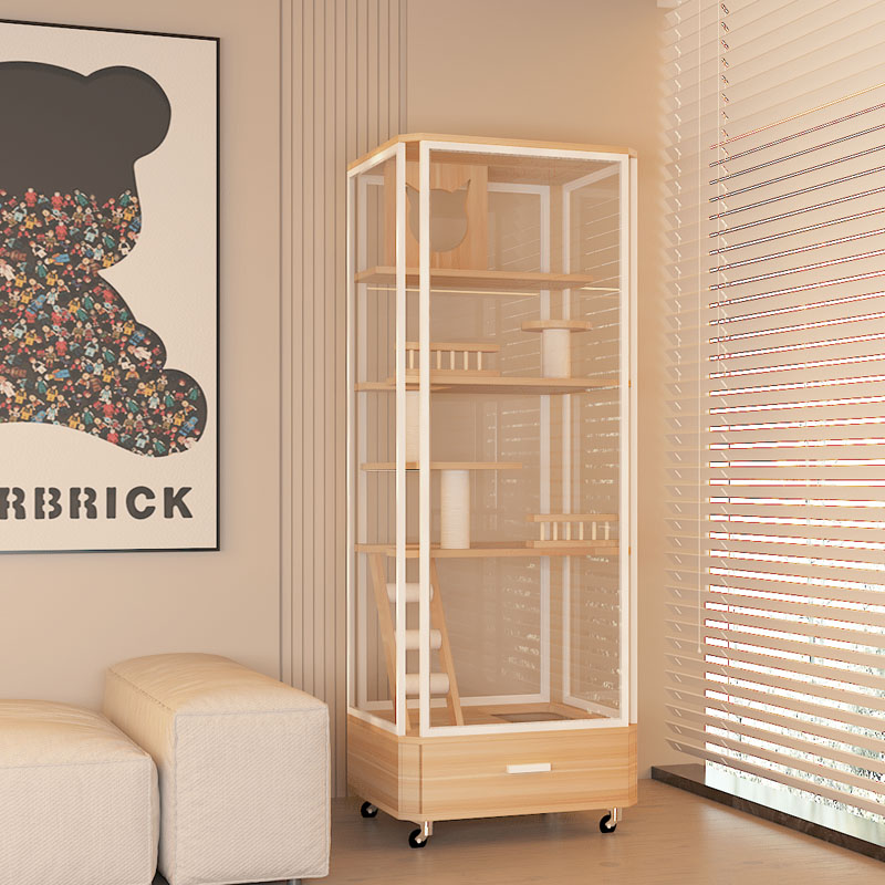 全景玻璃猫别墅家用客厅猫笼子猫砂盆一体猫舍豪华猫屋子猫窝室内