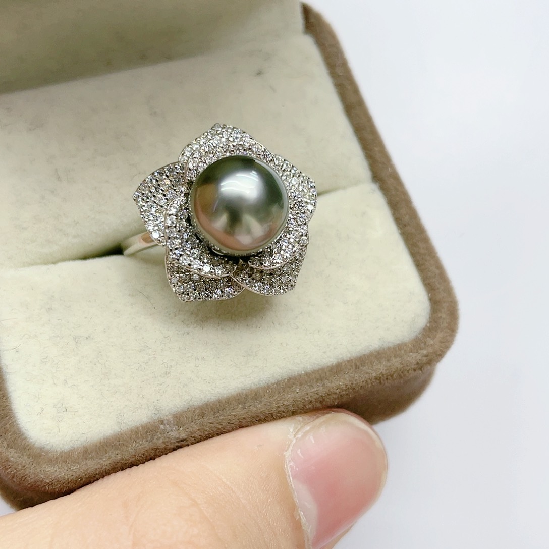 海水珍珠戒指银S925镶嵌