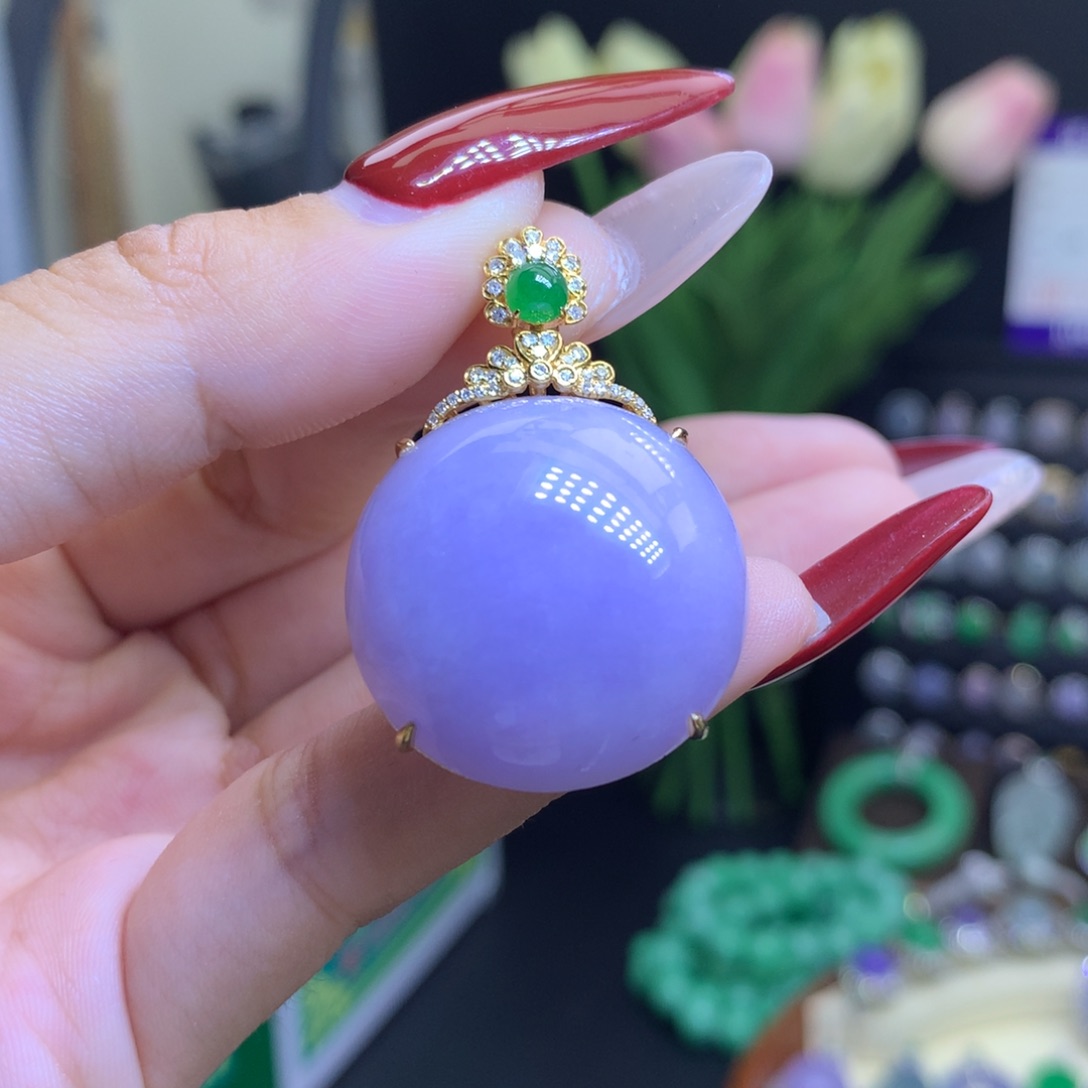 翡翠颈饰18K金镶嵌天然