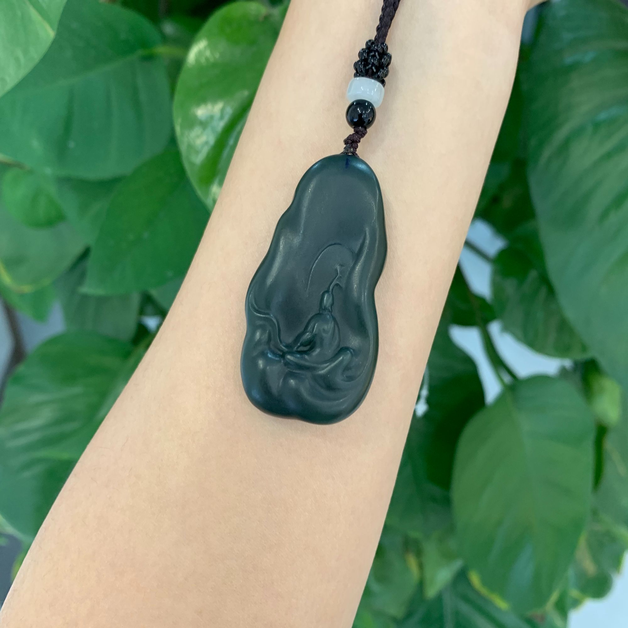 天然和田玉青玉悟道吊坠