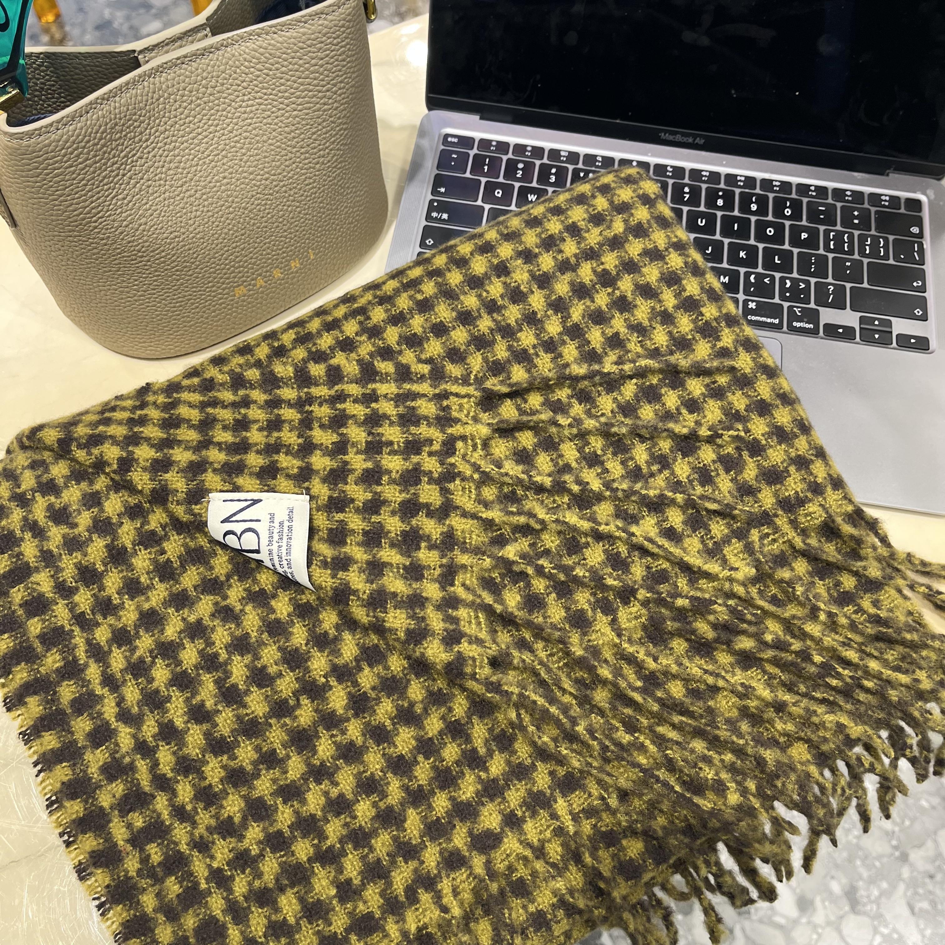 （默茗服装）绿色心情格子围巾